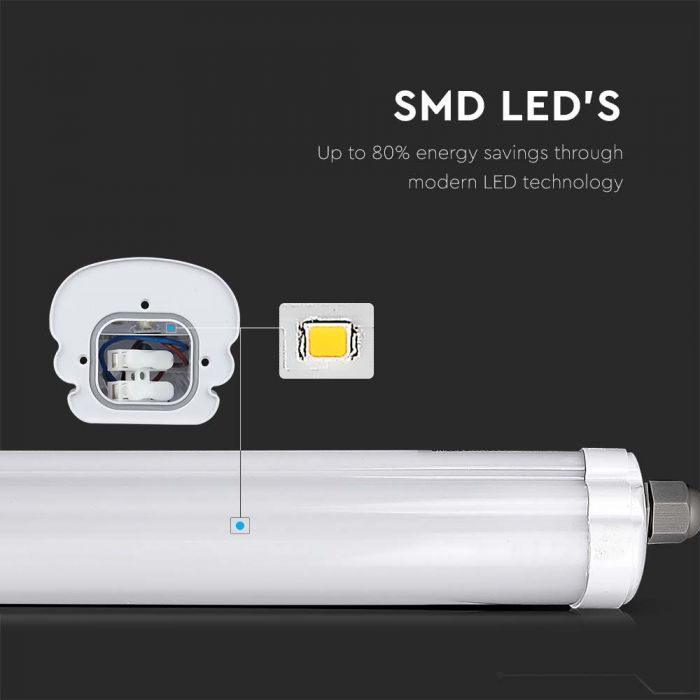 48W(5760Lm), 150cm LED Linear luminaire, IP65, V-TAC, without plug (cable connection), neutral white light 4000K