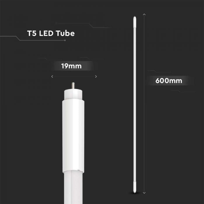 T5 8W(880Lm) 60 cm LED V-TAC lamp, G5, klaas, IP20, jaheda valge valgus 6500K