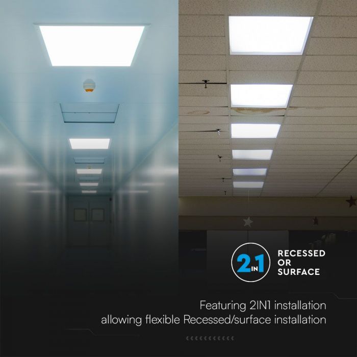 36W(3960Lm) LED panel 595x595mm, V-TAC SAMSUNG, 2IN1, neutral white light 4000K, complete with power supply unit