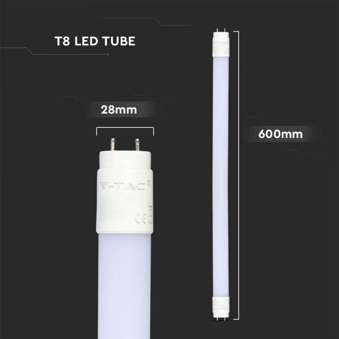 T8 9W(850Lm) 60cm LED V-TAC SAMSUNG NANO spuldze, G13, garantija 5 gadi, IP20, silti balta gaisma 3000K