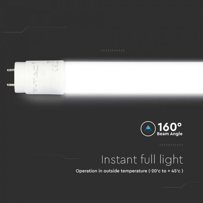 T8 18W(1850Lm) 120cm LED-lambi V-TAC SAMSUNG CHIP, G13, garantii 5 aastat, jahe valge 6500K