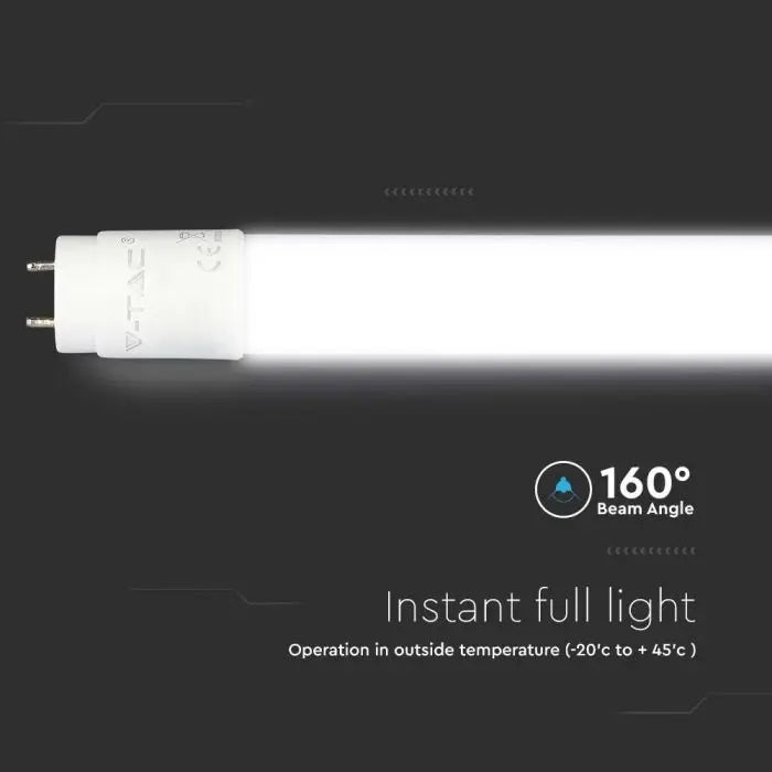 T8 20W(2100Lm) 150 cm LED V-TAC SAMSUNG spuldze, garantija 5 gadi, G13, IP20, silti balta gaisma 3000K
