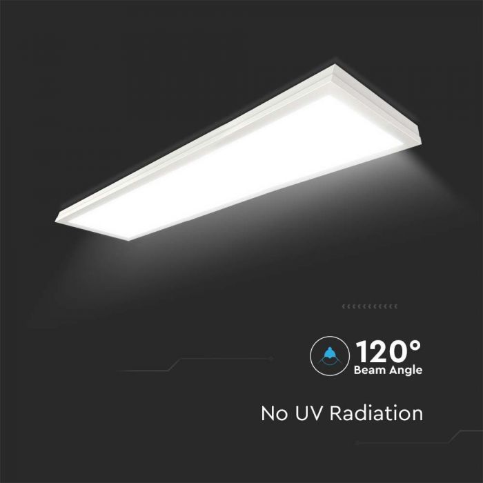 40W (4400Lm) LED paneel 1200x300mm, V-TAC, IP20, neutraalne valge valgus 4000K, tarnitakse koos toiteplokiga.