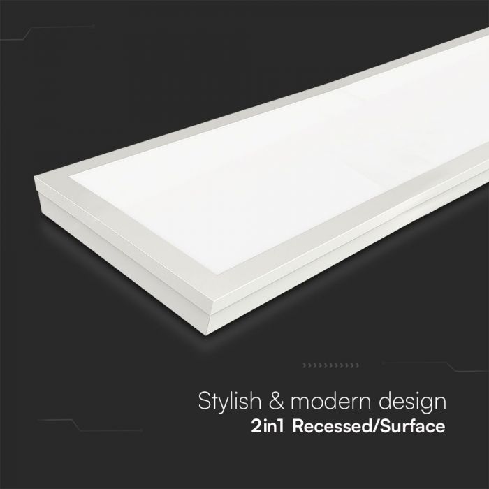 40W(4400Lm) LED Panelis 1200x300mm, V-TAC, IP20, neitrāli balta gaisma 4000K, komplektā ar barošanās bloku