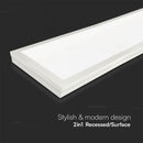 40W(4400Lm) LED Panelis 1200x300mm, V-TAC, IP20, neitrāli balta gaisma 4000K, komplektā ar barošanās bloku