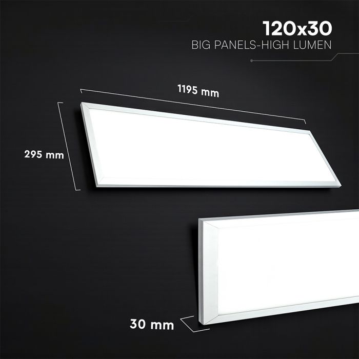 40W(4400Lm) 110Lm/W 2IN1 LED panelis 1200x300mm, V-TAC, IP20, neitrāli balta gaisma 4000K