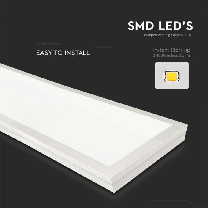 40W(4400Lm) LED-panel 1200x300mm, V-TAC, IP20, 6500K kallvitt ljus, levereras med strömförsörjningsenhet