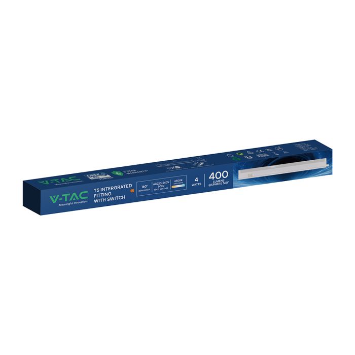 29cm_4W(400Lm) V-TAC T5 LED lineārais gaismeklis, VT-035, CREE, IP20, 6500K
