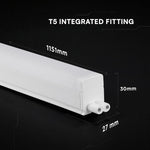 115,1cm_16W(1600Lm) LED lineārais gaismeklis, V-TAC, T5, IP20, IK04, silti balta gaisma 3000K
