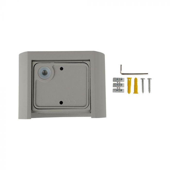 5W(700Lm) LED Fasādes gaismeklis, V-TAC, IP65, pelēka, neitrāli balta gaisma 4000K