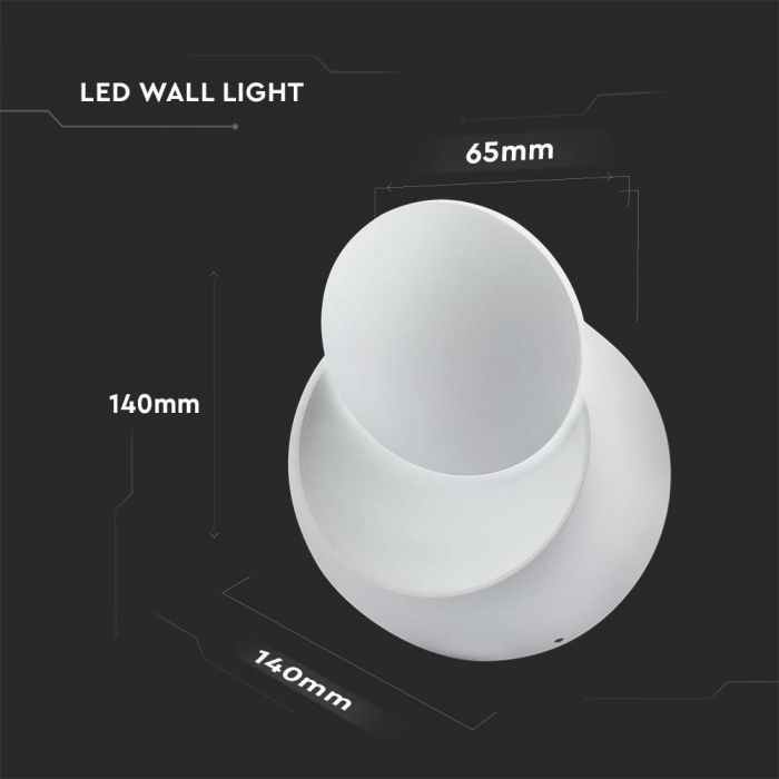 5W(645Lm) LED Fasādes gaismeklis ar regulējamu stara leņķi, IP20, V-TAC, neitrāli balta gaisma 4000K