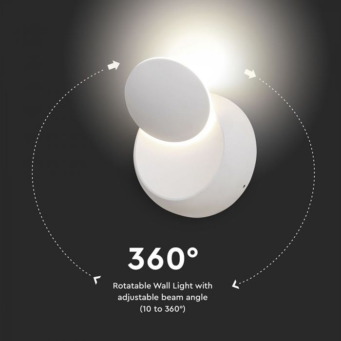 5W(645Lm) LED Fasādes gaismeklis ar regulējamu stara leņķi, IP20, V-TAC, neitrāli balta gaisma 4000K