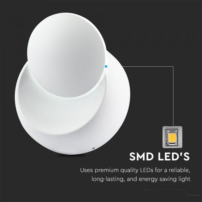 5W(645Lm) LED Fasādes gaismeklis ar regulējamu stara leņķi, IP20, V-TAC, neitrāli balta gaisma 4000K