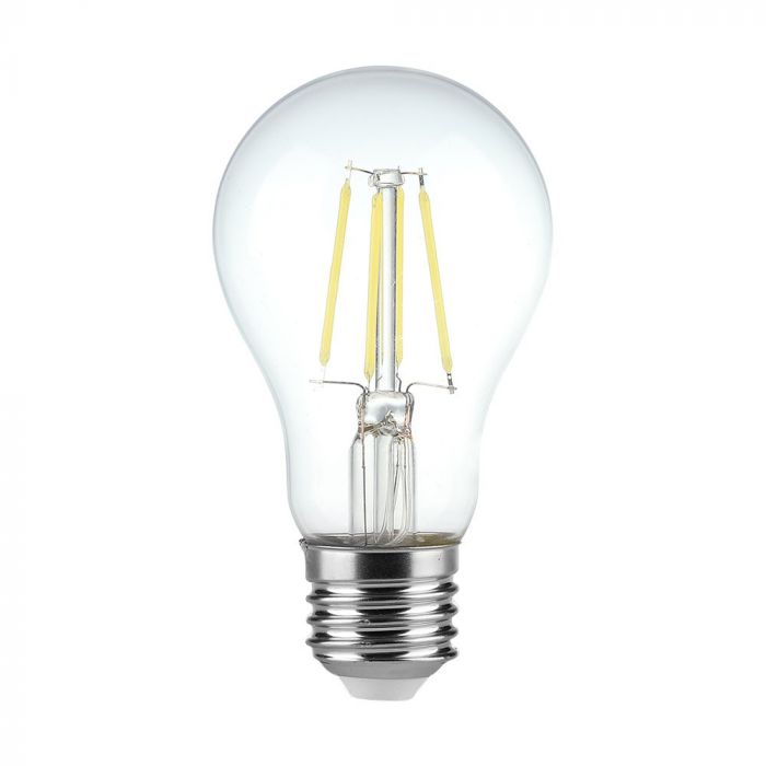 E27 4W(400Lm) LED Spuldze Filament, V-TAC, IP20, auksti balta gaisma 6500K