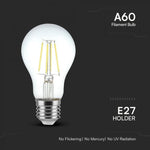 E27 4W(400Lm) LED-lampa Filament, V-TAC, IP20, kallvitt ljus 6500K