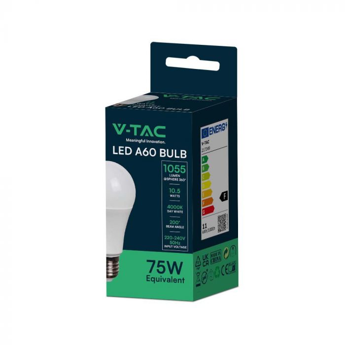 E27 10,5W (1055Lm) LED-lampa, A60, V-TAC, neutralvit 4000K