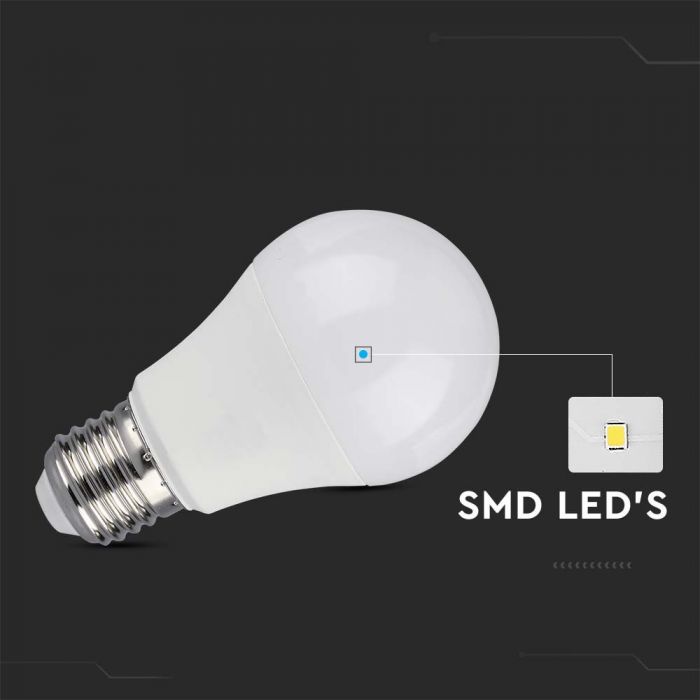 E27 10.5W(1055Lm) LED Spuldze, A60, V-TAC, neitrāli balta gaisma 4000K