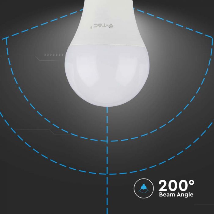 E27 10.5W(1055Lm) светодиодная лампа, A60, V-TAC, IP20, теплый белый свет 3000K