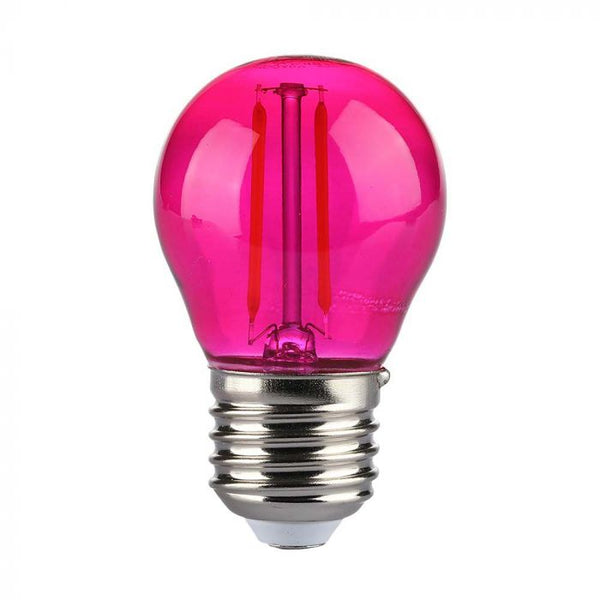 E27 2W(60Lm) LED-lambi hõõgniit, roosa, klaas, G45, V-TAC, IP20