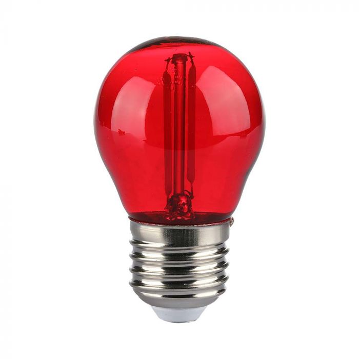 E27 2W(60Lm) LED Spuldze Filament, sarkana, stikls, G45, V-TAC, IP20