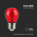 E27 2W(60Lm) LED Spuldze Filament, sarkana, stikls, G45, V-TAC, IP20