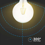E27 12W(1521Lm) LED Spuldze Filament, G125, stikls, V-TAC, IP20, auksti balta gaisma 6500K