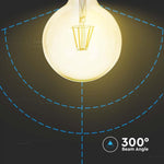 E27 12W(1350Lm) LED-lampa Filament, bärnstensfärgad, G125, glas, V-TAC, IP20, varmvitt ljus 2200K