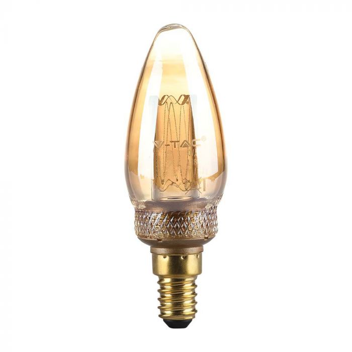 E14 2W(65Lm) LED Spuldze Filament Amber, stikls, V-TAC, IP20, silti balta gaisma 1800K