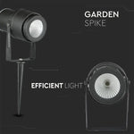 12W(880Lm) V-TAC LED COB zemē montējams dārza gaismeklis, IP65, melns, silti balta gaisma 3000K