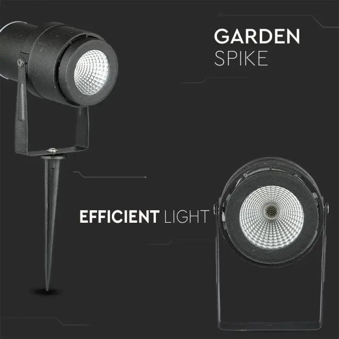 12W(880Lm) V-TAC LED COB zemē montējams dārza gaismeklis, IP65, melns, silti balta gaisma 3000K