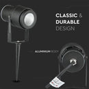 12W(880Lm) V-TAC LED COB zemē montējams dārza gaismeklis, IP65, melns, silti balta gaisma 3000K