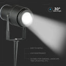 12W(880Lm) V-TAC LED COB zemē montējams dārza gaismeklis, IP65, melns, silti balta gaisma 3000K