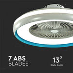 ДОСТАВКА В ТЕЧЕНИЕ 7 ДНЕЙ! Потолочный светодиодный светильник 45W(3000Lm) с вентилятором и пультом ДУ, двигатель AC, 3IN1, IP20, белый/синий, V-TAC