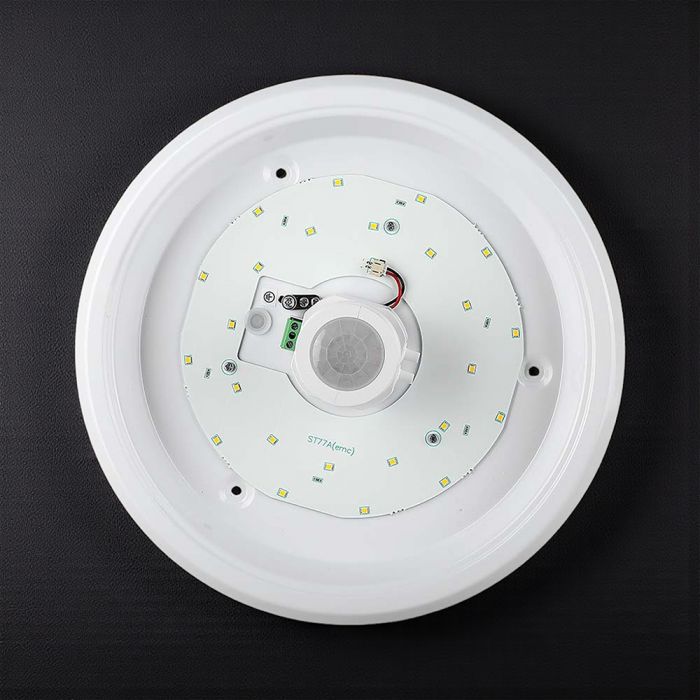 12W(1000Lm) LED CREE apaļš kupola gaismeklis ar PIR kustības sensoru, V-TAC, IP20, balts, neitrāli balta gaisma 4000K