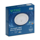 12W(1000Lm) LED CREE apaļš kupola gaismeklis ar PIR kustības sensoru, V-TAC, IP20, balts, neitrāli balta gaisma 4000K