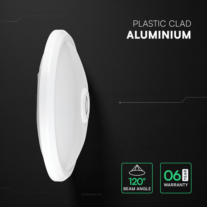 12W(1000Lm) LED CREE apaļš kupola gaismeklis ar PIR kustības sensoru, V-TAC, IP20, balts, neitrāli balta gaisma 4000K