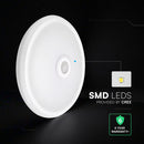 12W(1000Lm) LED kupolveida griestu gaismeklis ar PIR sensoru, V-TAC VT-13, CREE SMD, 85Lm/W, IP20, IK06, balts, Ø290x59,5mm, 120°, 6 gadu garantija, auksti balta gaisma 6400K
