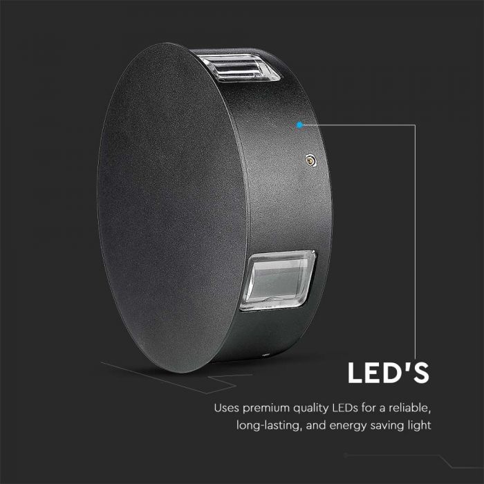 3W(428Lm) LED fasādes un sienu gaismeklis ar PIR sensoru, V-TAC, IP65, silti balta gaisma 3000K