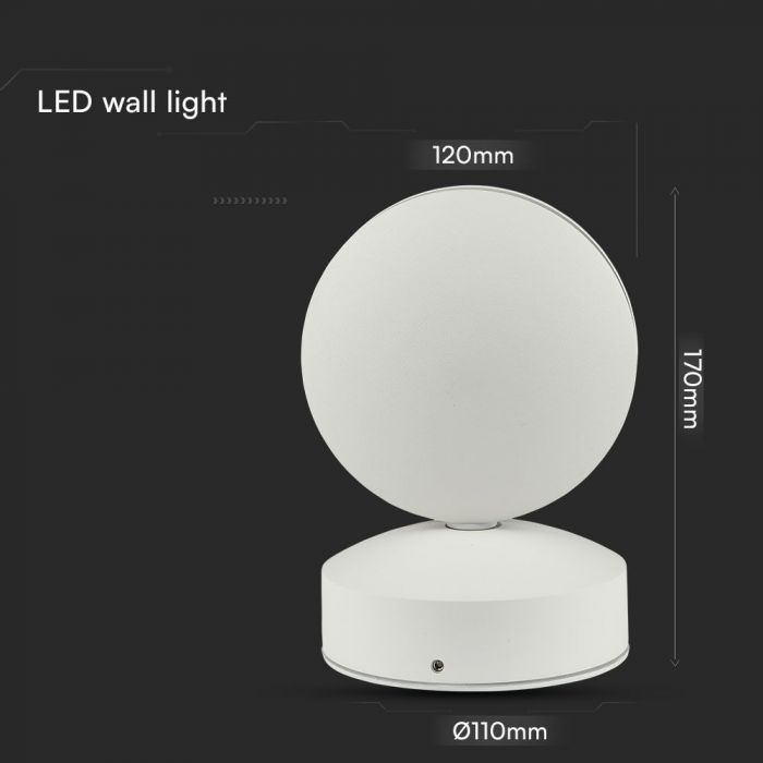 6W(645Lm) LED Fasādes gaismeklis, V-TAC, IP65, balts, silti balta gaisma 3000K