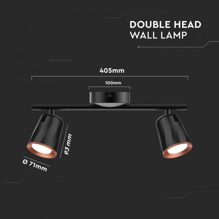 12W(1080Lm) LED wall light, V-TAC, IP20, black, neutral white light 4000K