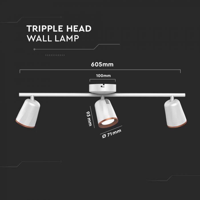 18W(1620Lm) LED wall lamp, V-TAC, IP20, white, warm white light 3000K