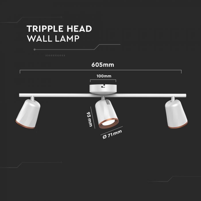 18W(1620Lm) LED seinalamp, V-TAC, IP20, valge, soe valge valgus 3000K
