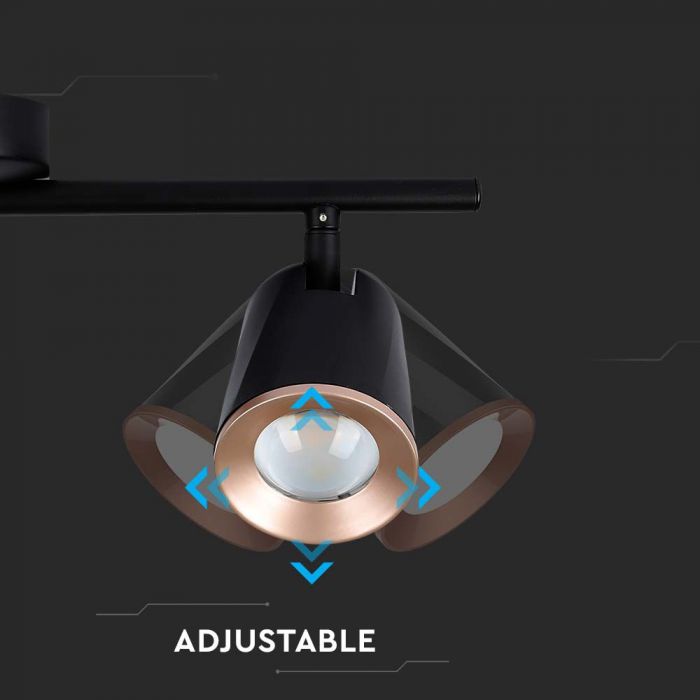 18W(1620Lm) LED sienas lampa, V-TAC, IP20, melns, neitrāli balta gaisma 4000K