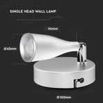 4,5W (420Lm) LED-väggarmatur, V-TAC, IP20, varmvitt ljus 3000K
