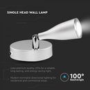 4.5W(420Lm) LED Sienas gaismeklis, V-TAC, IP20, silti balta gaisma 3000K