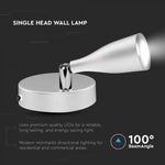 4,5W (420Lm) LED-väggarmatur, V-TAC, IP20, varmvitt ljus 3000K