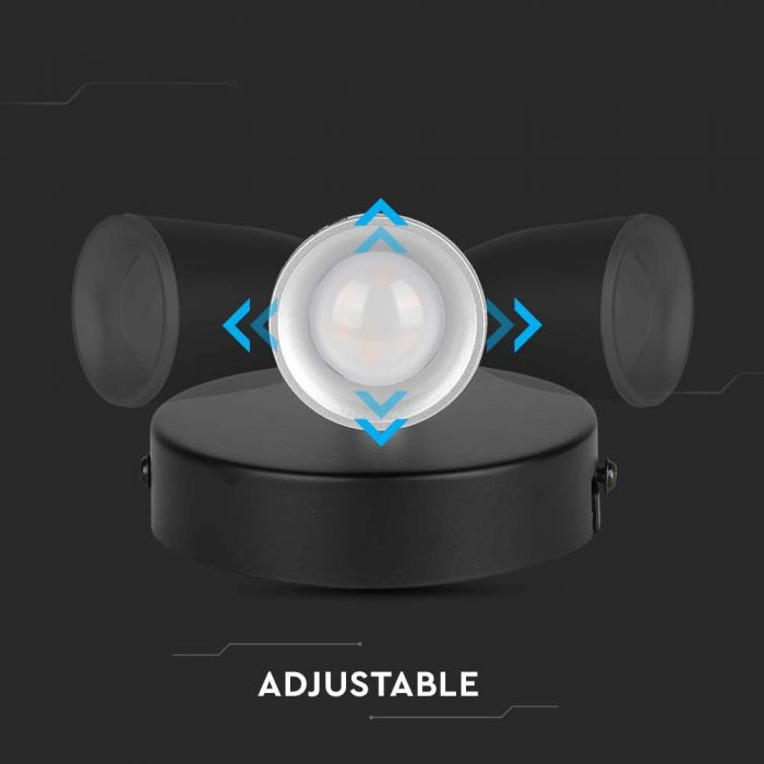 4,5W(420Lm) LED-väggarmatur, V-TAC, IP20, svart, neutralvit 4000K