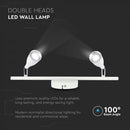 9W(840Lm) LED wall light, V-TAC, IP20, white, warm white light 3000K
