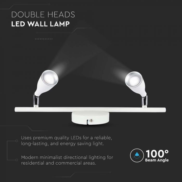 9W(840Lm) LED seinavalgusti, V-TAC, IP20, valge, soe valge valgus 3000K
