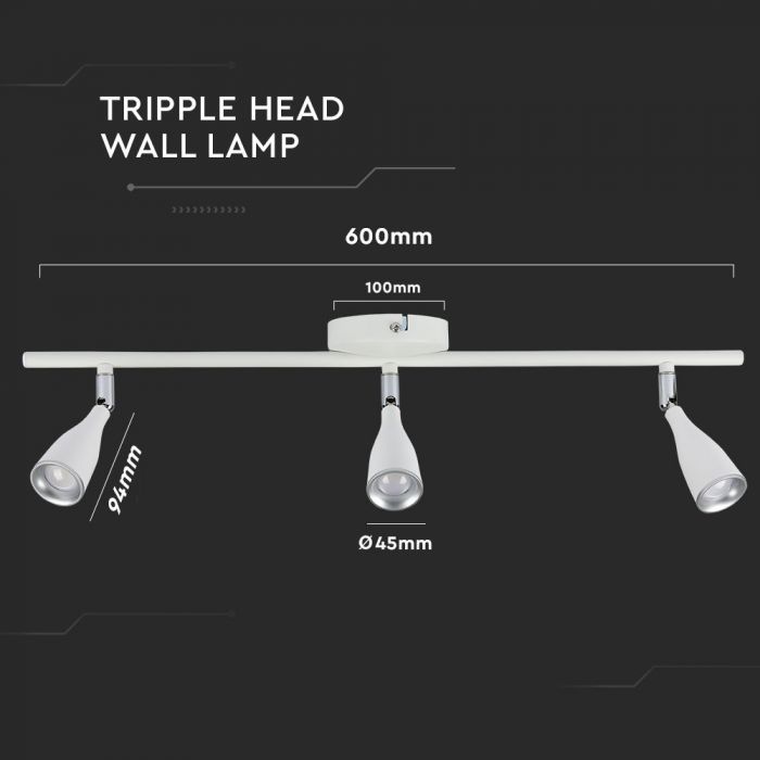 13.5W(1260Lm) LED seinavalgusti, V-TAC, IP20, valge, neutraalne valge 4000K